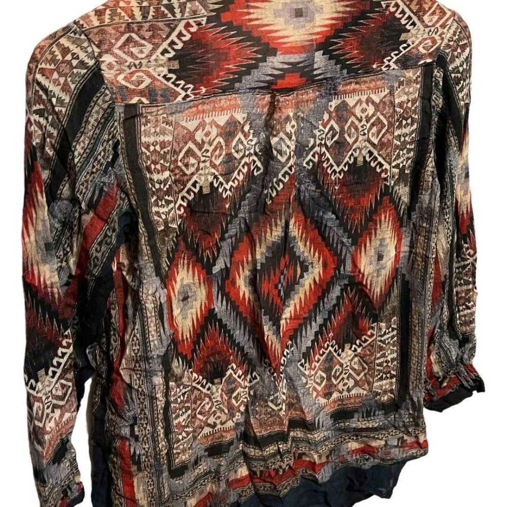 Zara Basic Aztec Style Button Down Long Sleeve Wo… - image 6